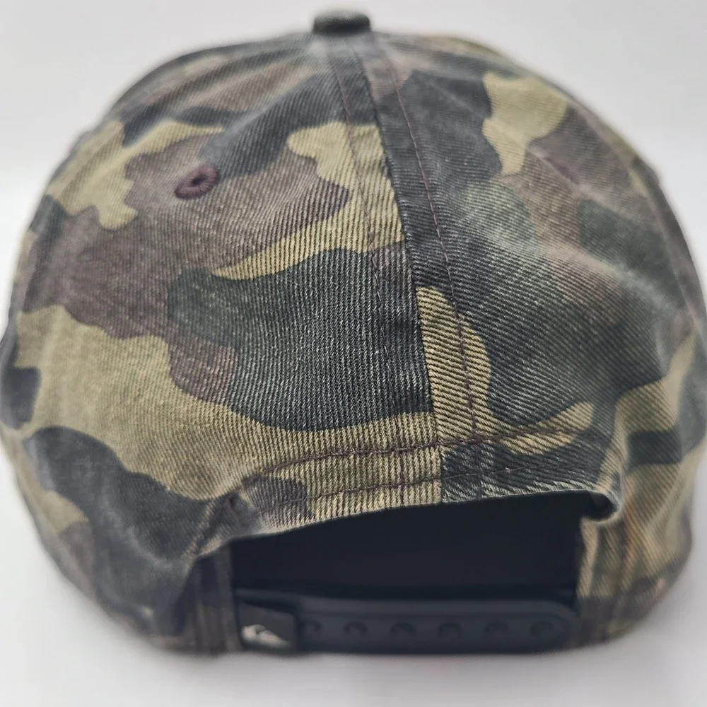 Quiksilver Hat Snapback Camo Green Brown Black Orange Logo Surf Skate Distressed